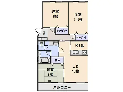 パレットハウス(3LDK/1階)の間取り写真