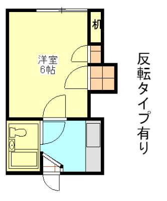 夕陽ヶ丘(1K/2階)の間取り写真
