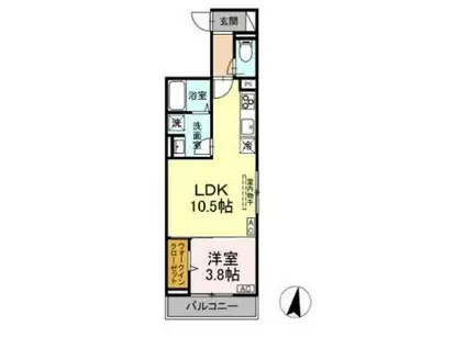 DーRESIDENCE中央公園(1LDK/2階)の間取り写真