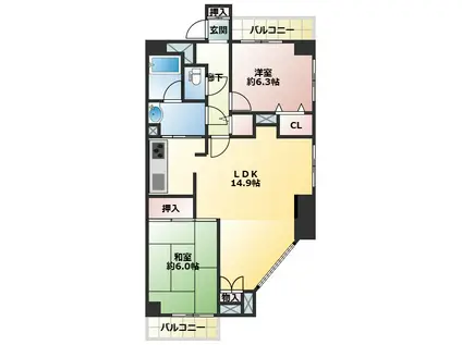フェリス鷺沼(2LDK/2階)の間取り写真