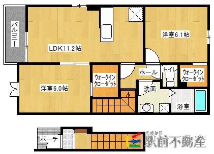 カーサグラートIII(2LDK/2階)の間取り写真