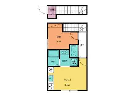あすと五十人町II(1DK/2階)の間取り写真
