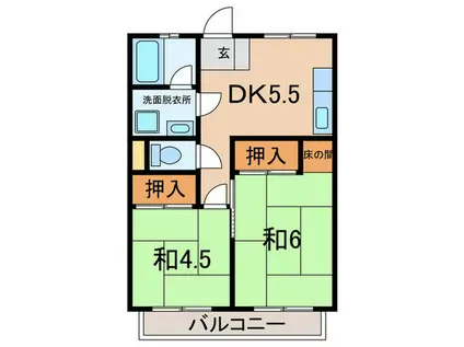 梅田マンション(2DK/2階)の間取り写真