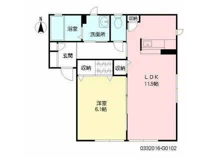 ファミールオガタ G棟(1LDK/1階)の間取り写真