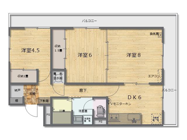 桜ケ丘ハイツ(3DK/2階)の間取り写真