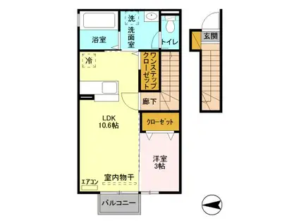 ラ・ルーチェ(1LDK/2階)の間取り写真