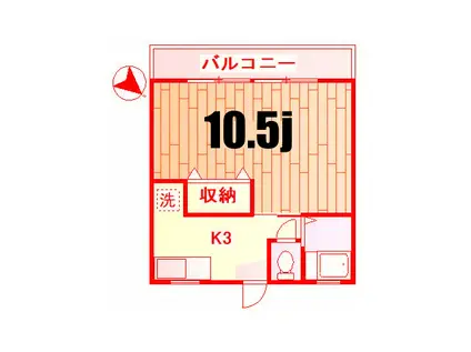 三村ビル(1K/2階)の間取り写真