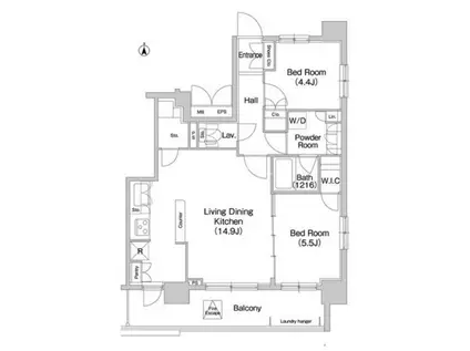 コンフォリア両国サウス(2LDK/9階)の間取り写真
