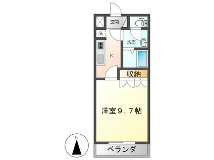 グリーンヒルズ A B(1K/1階)の間取り写真