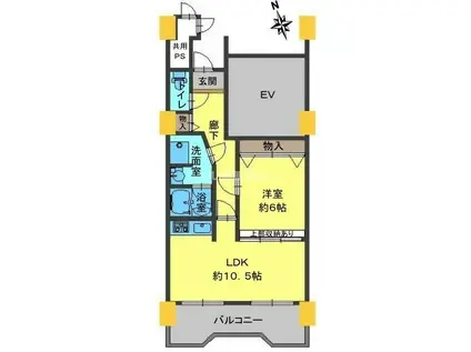 東加古川ハイタウンA棟(1LDK/12階)の間取り写真