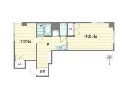 グリーンヒル中井(2K/1階)の間取り写真