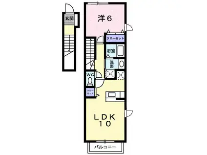 リヴァード・プレッソII(1LDK/2階)の間取り写真