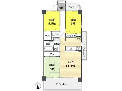 サーパス高木(3LDK/7階)の間取り写真