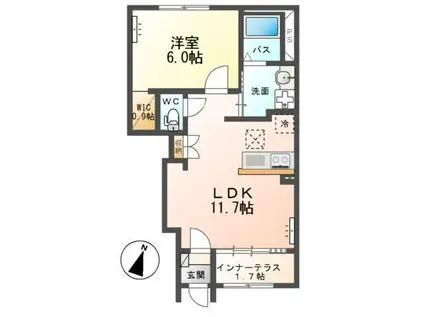 グラン エクシードII(1LDK/1階)の間取り写真