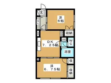 メゾンドソレイユ(2DK/2階)の間取り写真