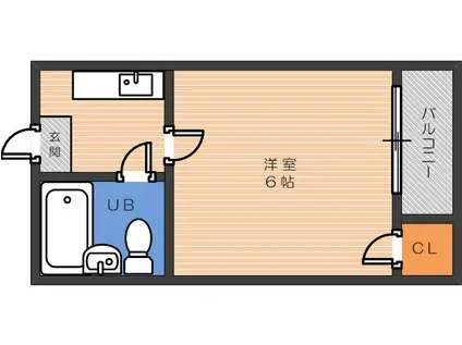 エレガンスハイツ湯里(1K/4階)の間取り写真