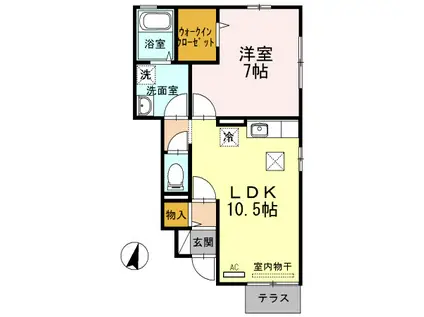 ローズコートミツギ(1LDK/1階)の間取り写真