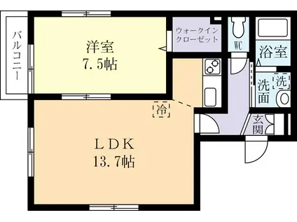 STO万博(1LDK/2階)の間取り写真