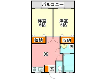 APT柏の森(2DK/1階)の間取り写真