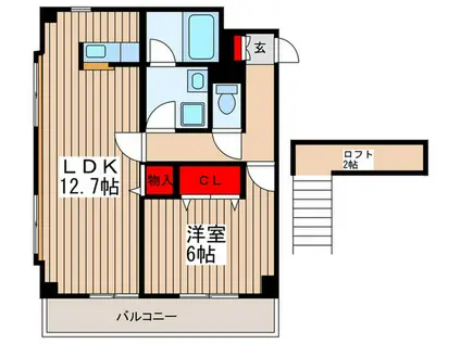 モンパルナス(1LDK/4階)の間取り写真