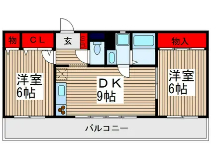 山崎第6ビル(2DK/4階)の間取り写真