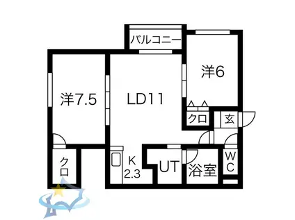 プレシャス333(2LDK/2階)の間取り写真