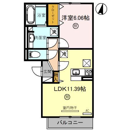 ベルコート川崎(1LDK/1階)の間取り写真