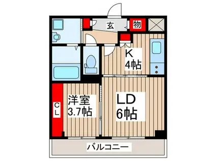 ダイヤモンドクレスト南流山(1LDK/3階)の間取り写真