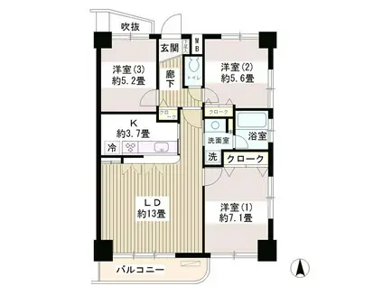 サンハイム(2SLDK/7階)の間取り写真