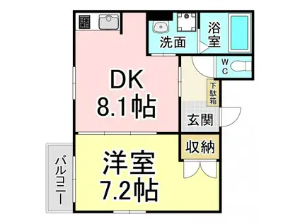 シャルム春街(1DK/4階)の間取り写真