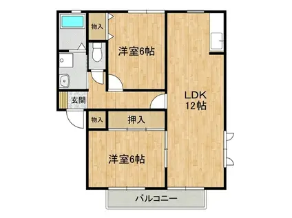カサベルデ見川(2LDK/1階)の間取り写真