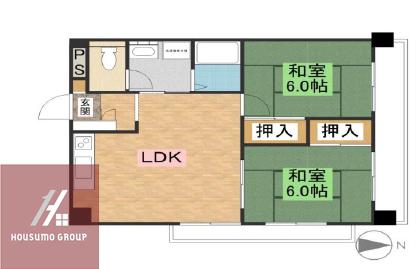 築港武智マンション(2LDK/6階)の間取り写真