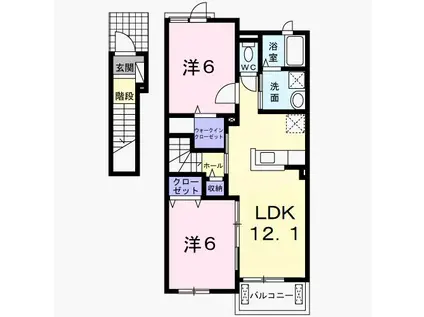 B.F.N 旭II(2LDK/2階)の間取り写真