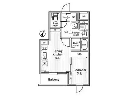 NIDO MOTOHASUNUMA(1DK/2階)の間取り写真