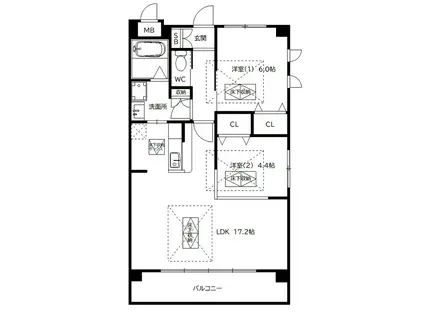 ルネスゆず(2LDK/2階)の間取り写真