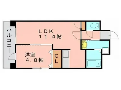 グロースメゾン博多山王(1LDK/4階)の間取り写真