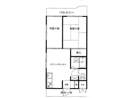 エクセルハイム西ヶ原(2DK/4階)の間取り写真