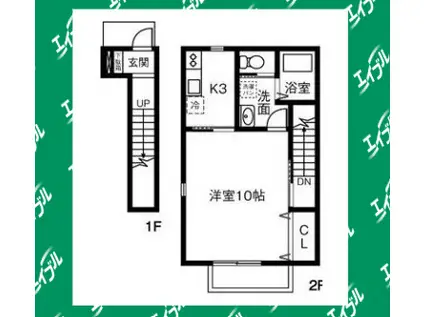 SATELLITE徳重(1K/2階)の間取り写真