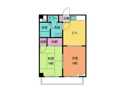 本田町レジデンス(2DK/5階)の間取り写真