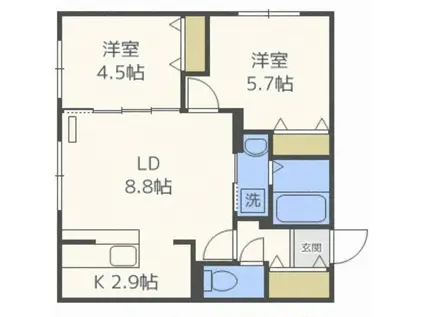LUXE MARUYAMA(2LDK/4階)の間取り写真