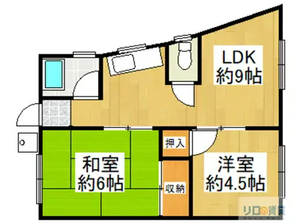 島上マンション北棟(2LDK/2階)の間取り写真