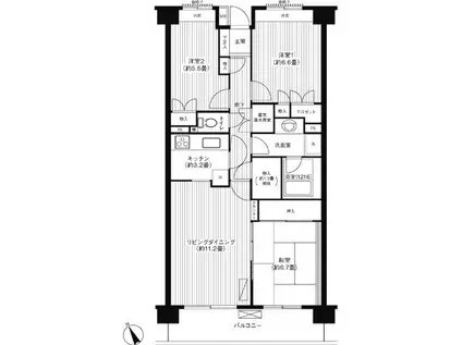 アーバンフォート下北沢(3LDK/2階)の間取り写真