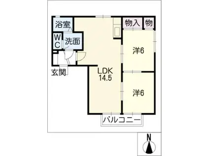 サンロイヤル北方A棟(2LDK/1階)の間取り写真