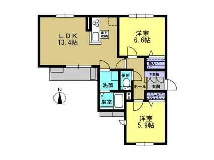 サンガーデン(2LDK/2階)の間取り写真