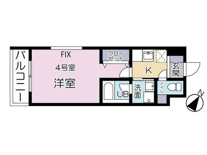 ラティーダ下並木Ⅱ(1K/3階)の間取り写真