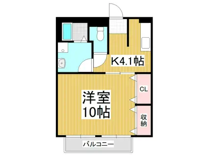 サープラスK(1K/1階)の間取り写真