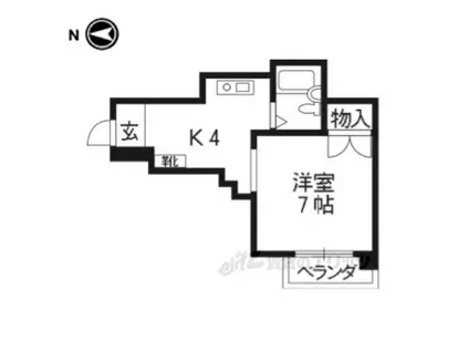 ロジェ下鴨(1K/2階)の間取り写真
