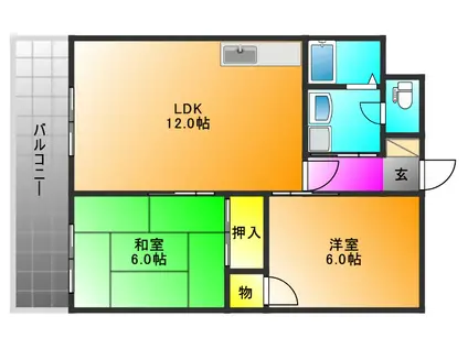 内野ハイツ(2LDK/3階)の間取り写真
