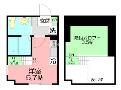 ハーミットクラブハウス戸塚踊場A棟(ワンルーム/1階)の間取り写真