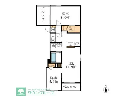 BASE富岳(2LDK/3階)の間取り写真